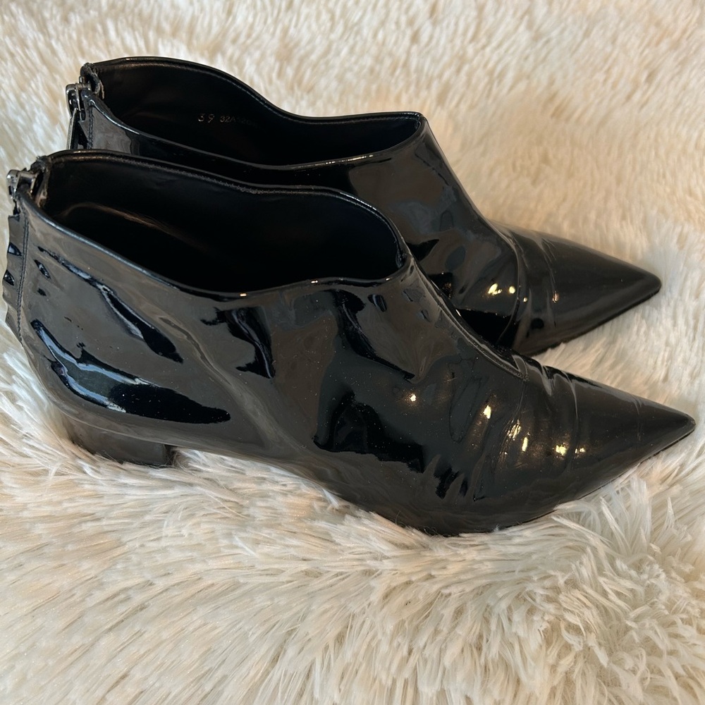 Black Patent Leather Ankle Boots Size 8 - Picture 2 of 9